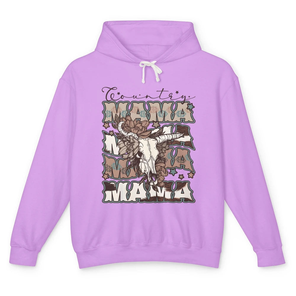 Floral Boho Bull Skull Country Mama Desert Spirit Western Unisex Lightweight Hoodie