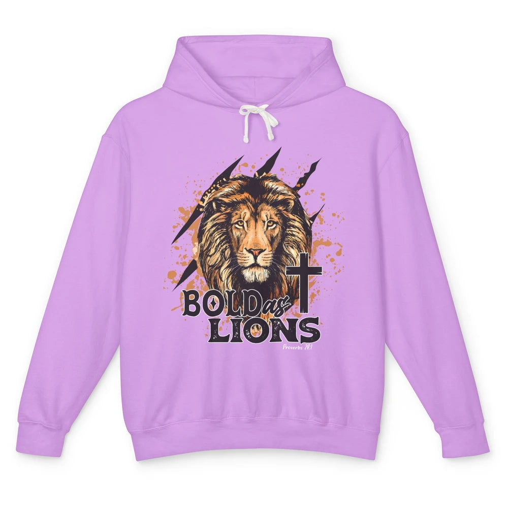 Bold As Lion Of Judah Bible Verse Christian Faith Religious Unisex Lightweight Hoodie