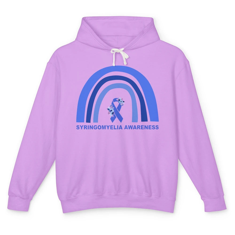 Syringomyelia Awareness Floral Blue Ribbon Rainbow Unisex Lightweight Hoodie