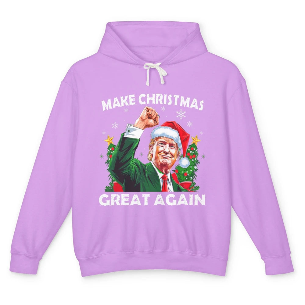 Make Christmas Great Again Funny Santa Trump Political Donald Trump Republican President Xmas Unisex Lightweight Hoodie