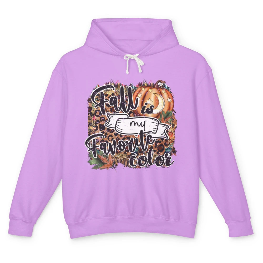 Retro Pumpkin Fall Is My Favorite Color Leopard Autumn Gift Unisex Lightweight Hoodie