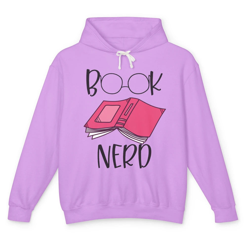 Funny Book Lovers Book Nerd Reading Glasses Librarian Girl Unisex Lightweight Hoodie