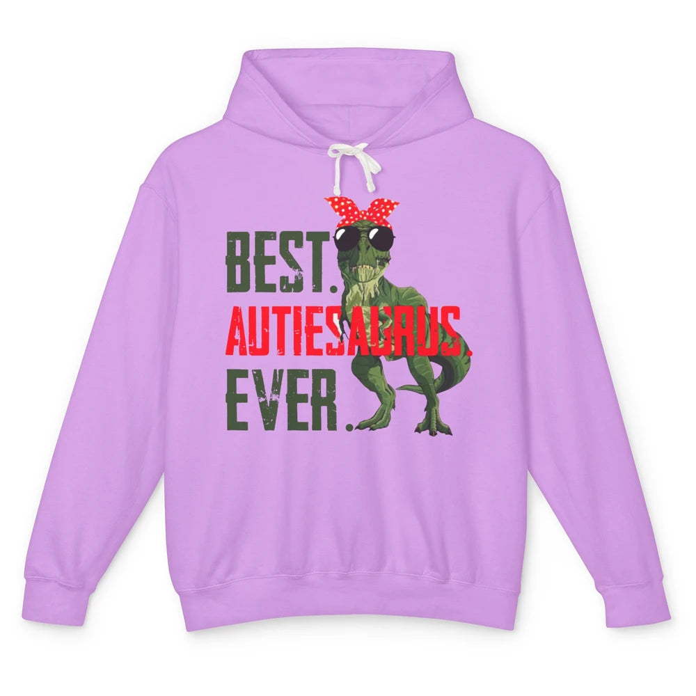 Retro Funny T Rex Best Auntiesaurus Ever Dinosaur Aunt Gift Unisex Lightweight Hoodie