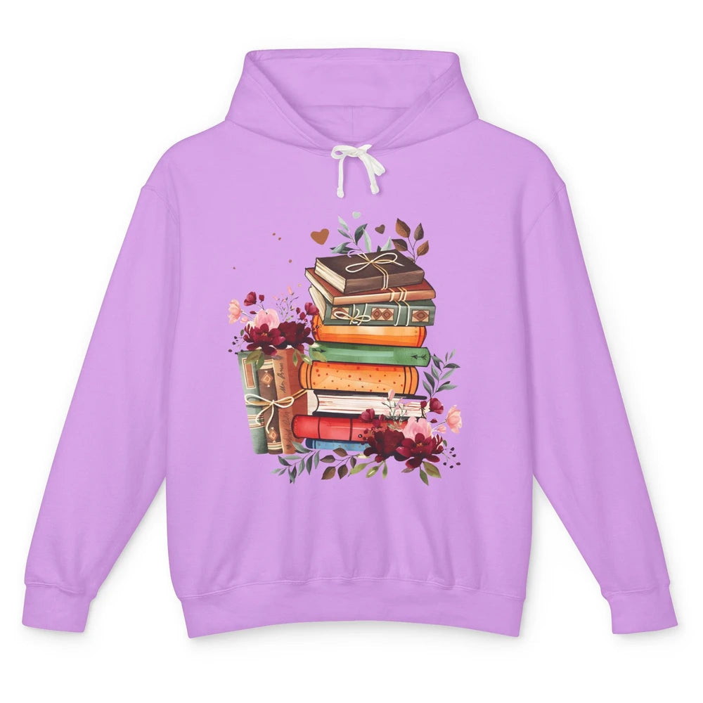 Books Floral Librarian Book Wildflower Bookworm Book Lovers Unisex Lightweight Hoodie