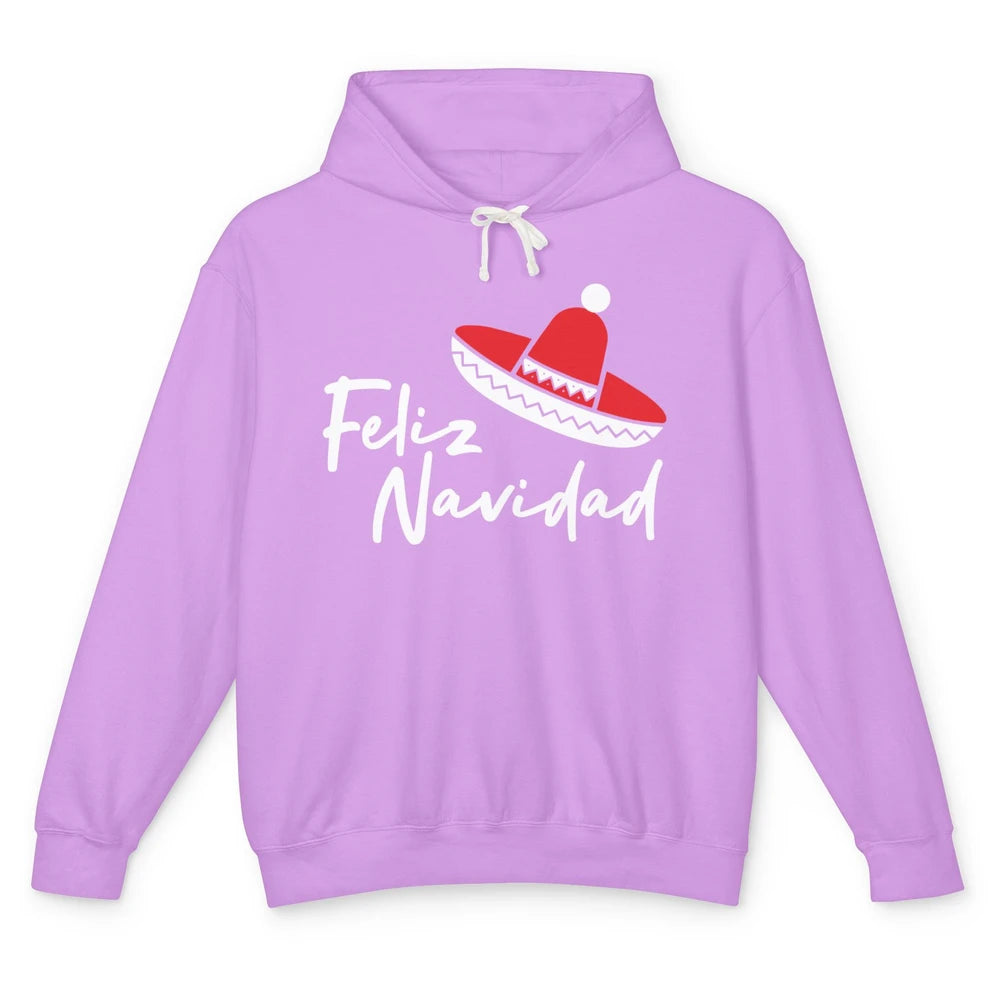 Funny Feliz Navidad Spanish Christmas Mexican Sombrero Gift Unisex Lightweight Hoodie