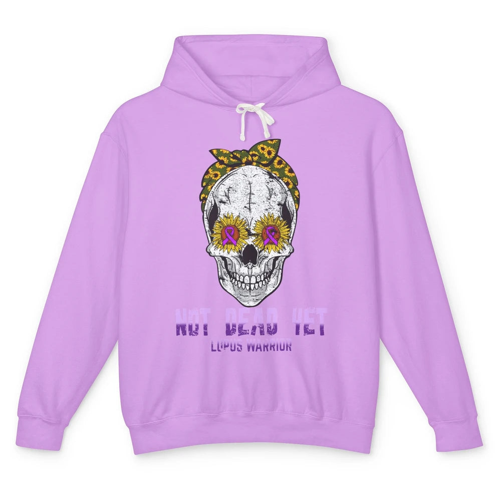 Not Dead Yet Skull Lupus Awareness Funny Sunflower Skeleton Unisex Lightweight Hoodie