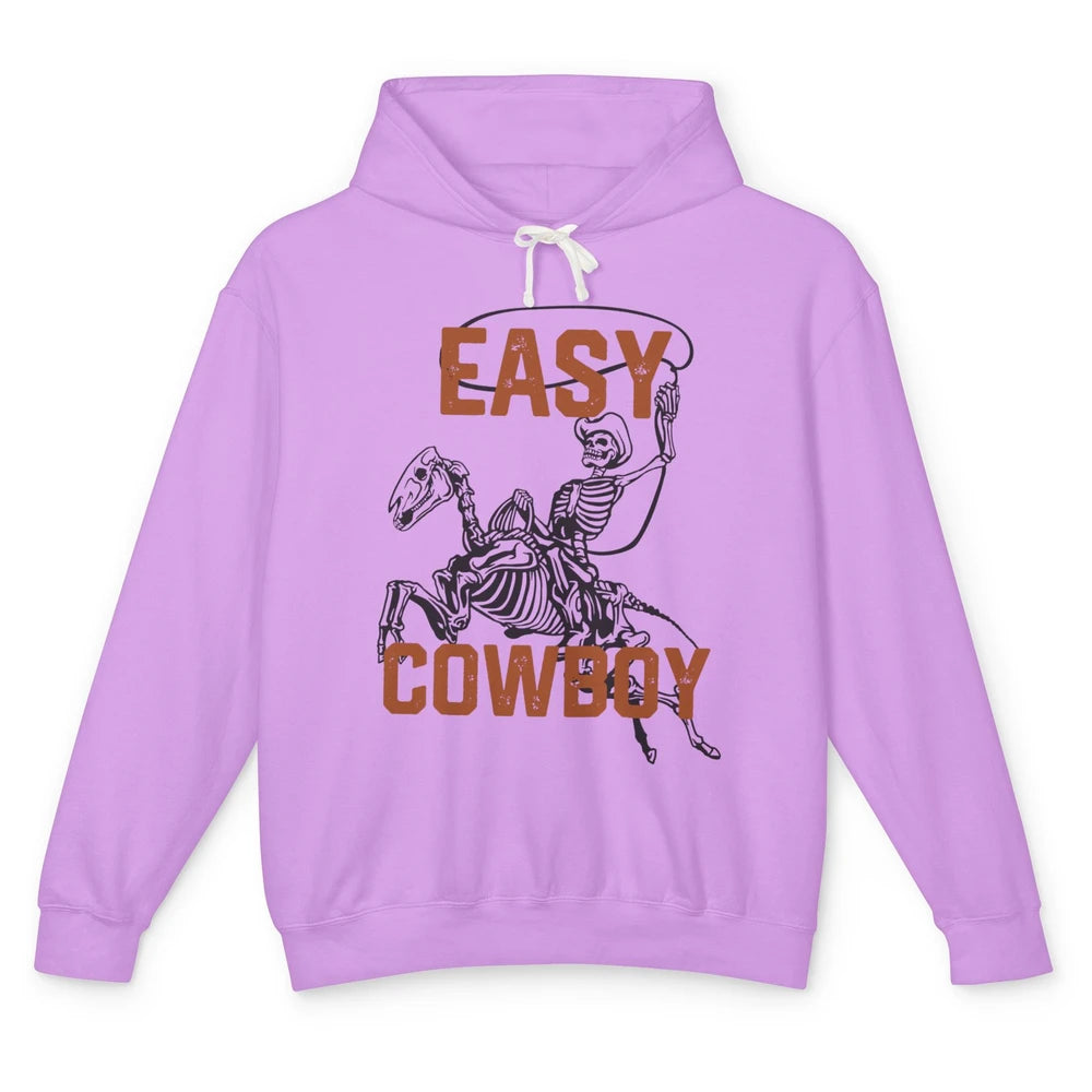 Easy Cowboy Skeleton Retro Boho Western Country Cowgirl Gift Unisex Lightweight Hoodie