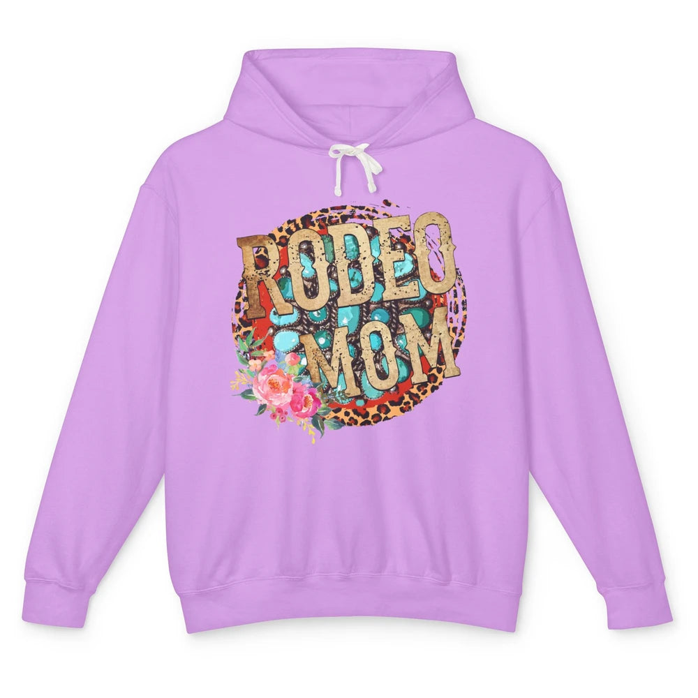 Floral Leopard Rodeo Mom Turquoise Western Country Cowgirl Unisex Lightweight Hoodie