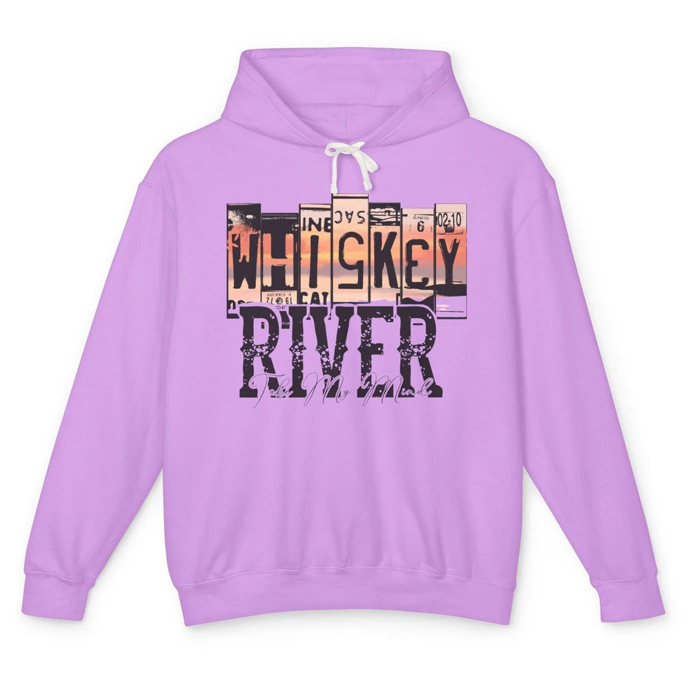 Retro Whiskey River Take My Mind Western Country Music Lover Unisex Lightweight Hoodie