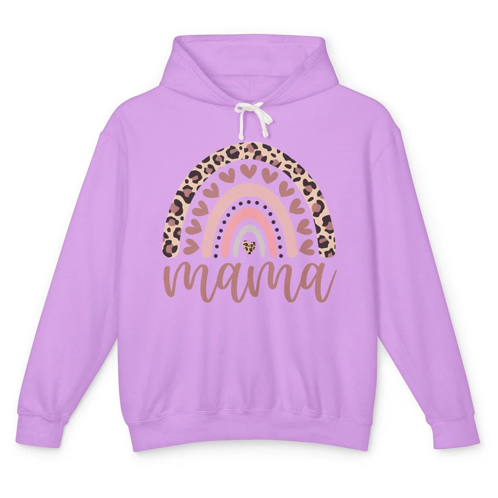 Mama Leopard Rainbow Cheetah Love Mini Mothers Valentine Day Unisex Lightweight Hoodie