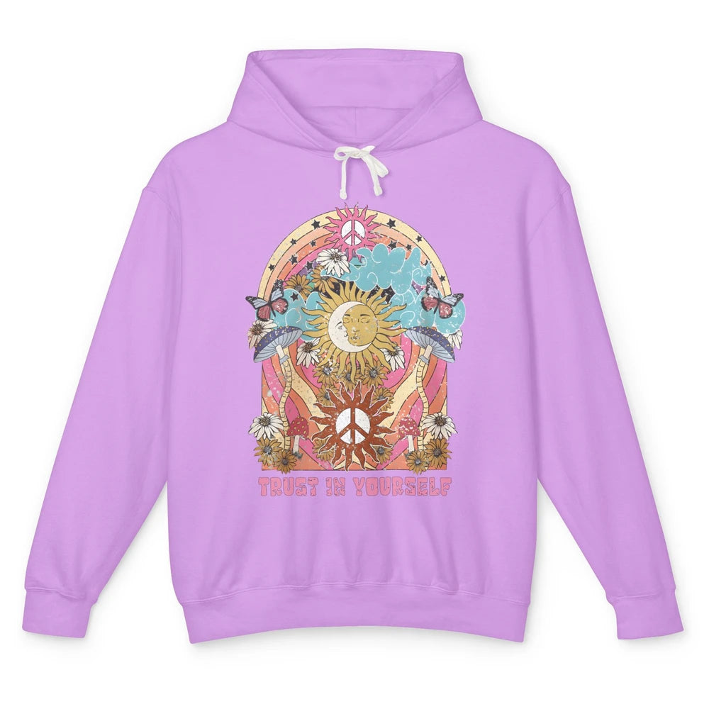 Hippie Trust Yourself Mystic Moon Sun Boho Positive Mushroom Unisex Lightweight Hoodie