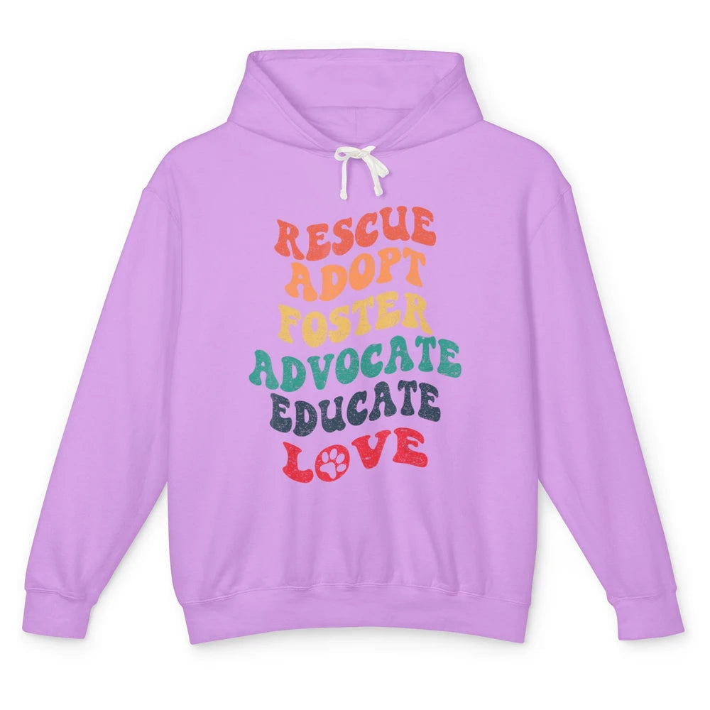 Groovy Rescue Dog Cat Animal Pet Shelter Adopt Advocate Love Unisex Lightweight Hoodie