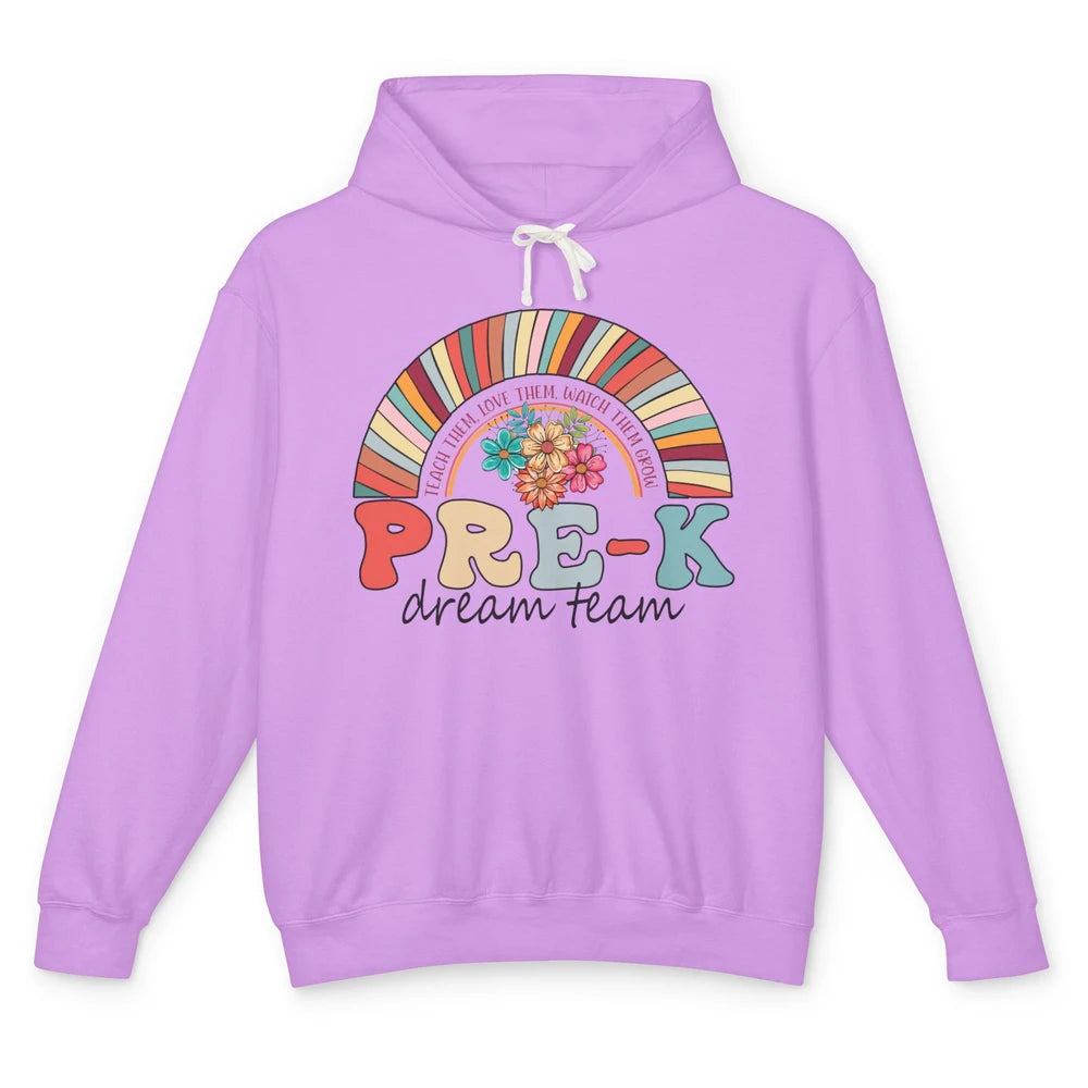 Pre-K Dream Team Rainbow Kinder Pre-K Teacher Back to School Unisex Lightweight Hoodie