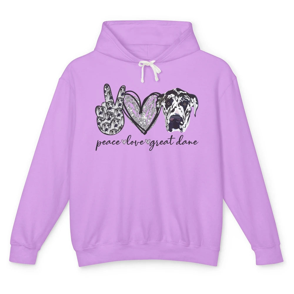 Peace Love Great Dane Dog Lovers Great Dane Mothers Fathers Unisex Lightweight Hoodie