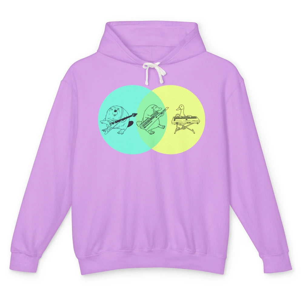 Keytar Platypus Venn Diagram Green Yellow Guitarist Music Unisex Lightweight Hoodie