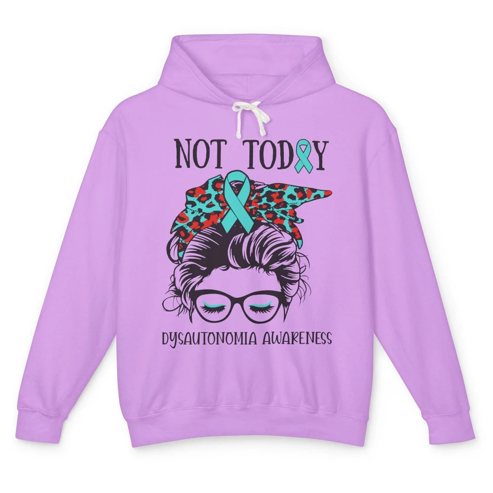 Dysautonomia Awareness Ribbon Not Today Messy Bun Leopard Unisex Lightweight Hoodie