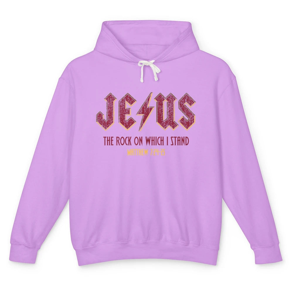 Retro Jesus The Rock On Which I Stand Faith Christian God Unisex Lightweight Hoodie