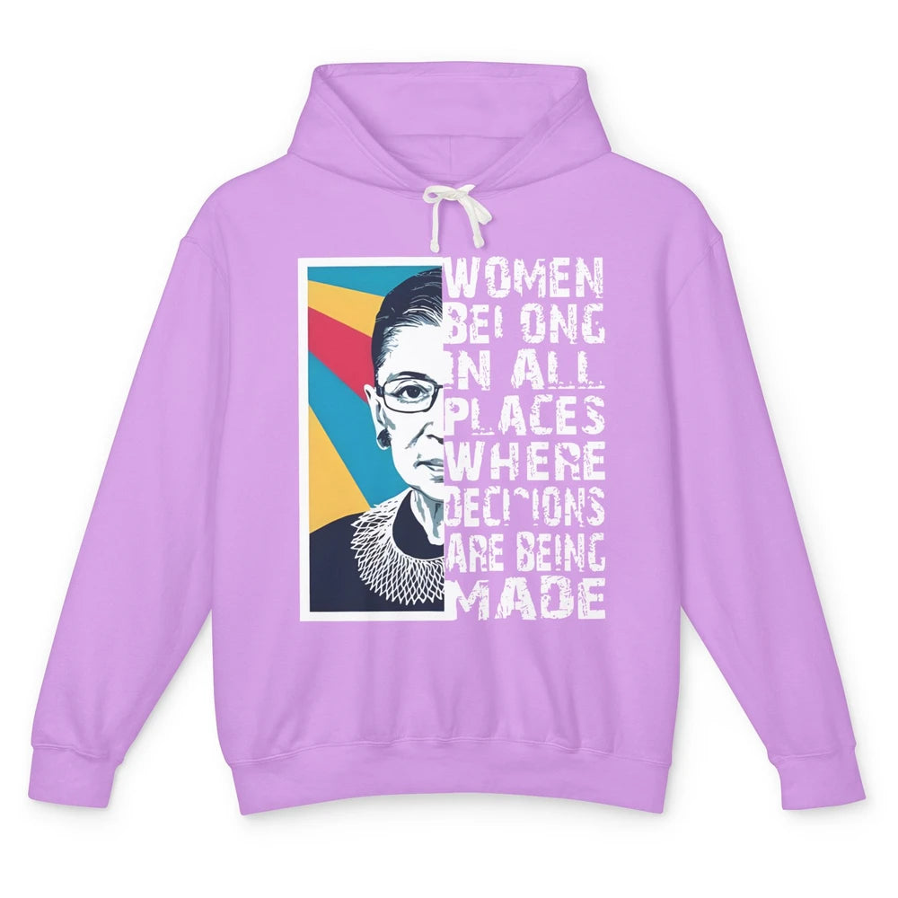 Women Rights Ruth Bader Ginsburg Feminism Support Girl Power Unisex Lightweight Hoodie