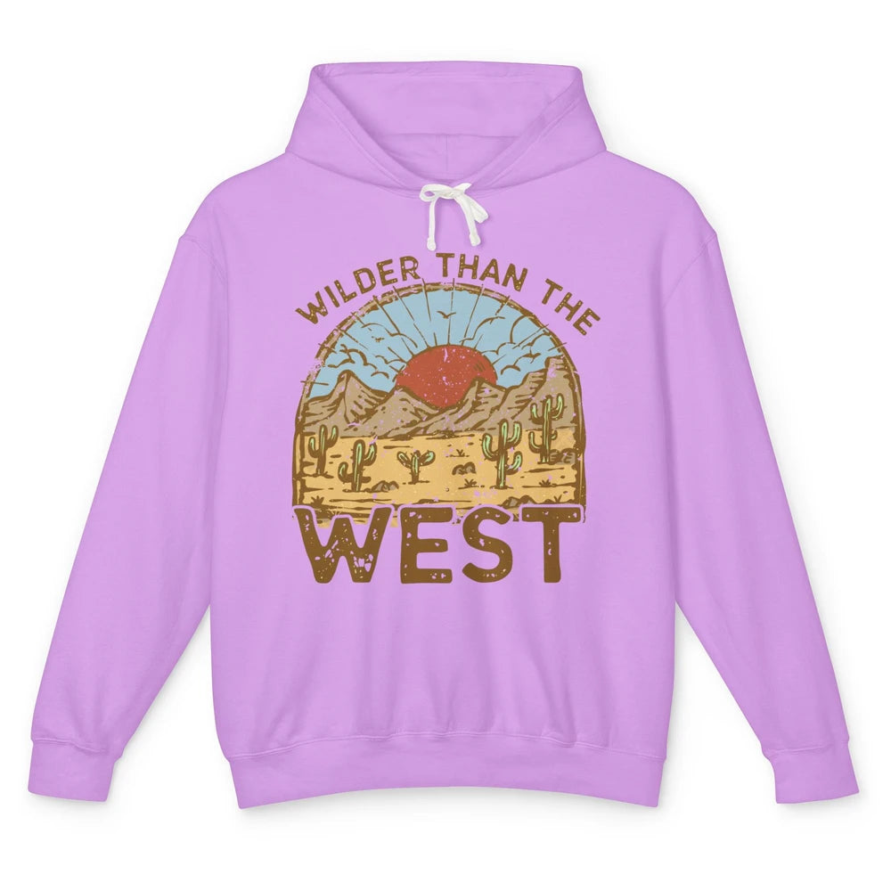 Retro Wilder Than The West Western Country Sunset Desert Unisex Lightweight Hoodie