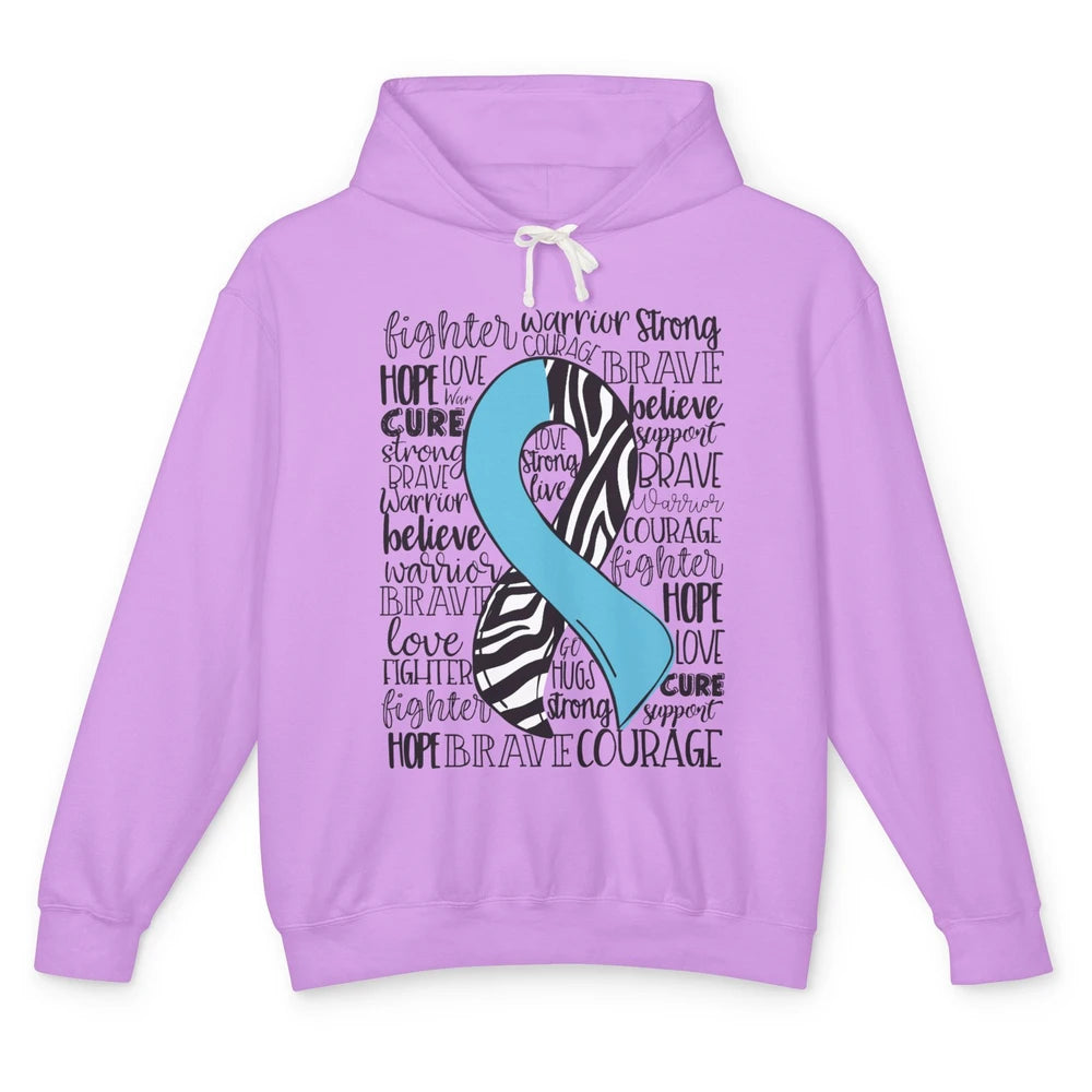 Hereditary Angioedema Awareness Zebra Blue Ribbon Hope Love Unisex Lightweight Hoodie