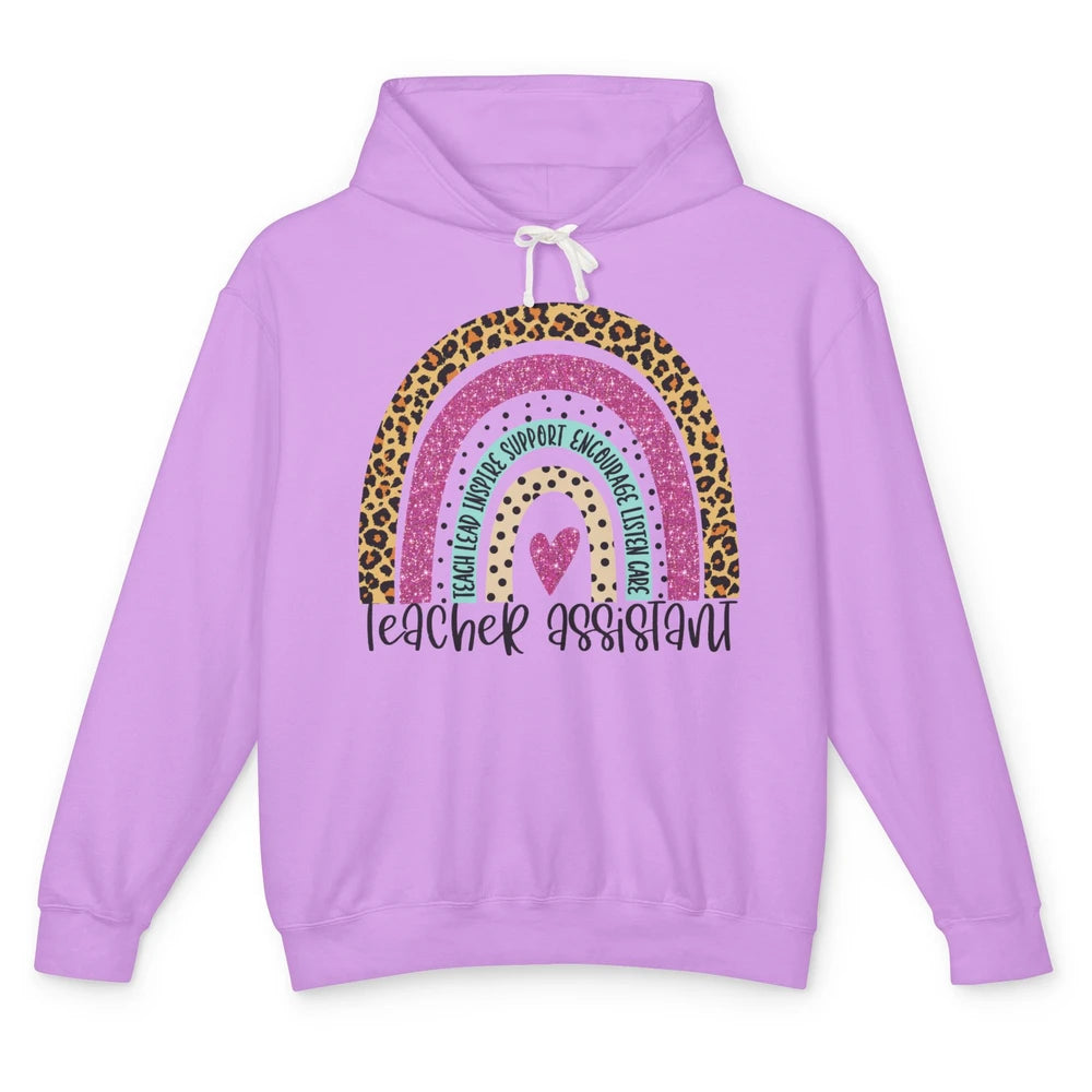 Teacher Assistant Leopard Rainbow Teacher Appreciation Gift Unisex Lightweight Hoodie