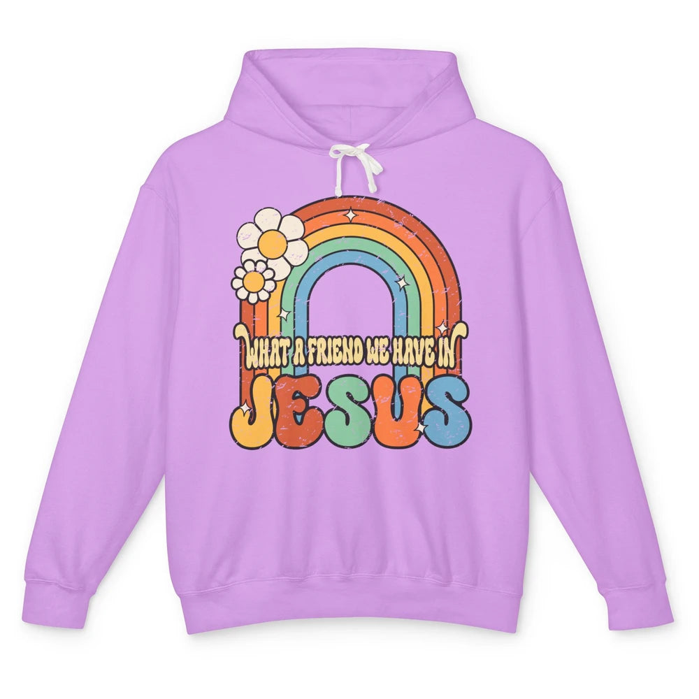 Boho Rainbow Christian What A Friend We Have In Jesus God Unisex Lightweight Hoodie