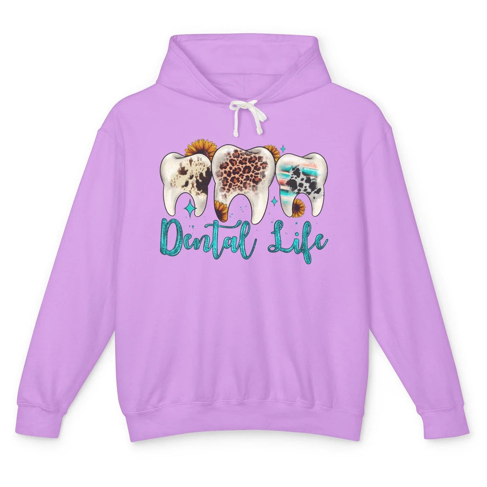 Western Dental Life Tooth Leopard Flower Dentist Hygienist Unisex Lightweight Hoodie