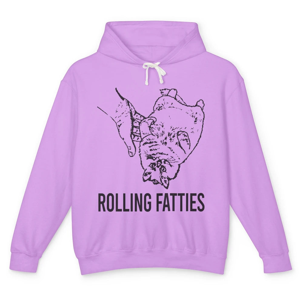 Rolling Fatties Funny Cat Cute Kitten Minimalist Graphic Paw Unisex Lightweight Hoodie