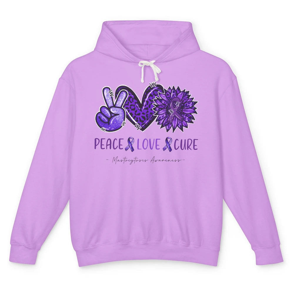 Mastocytosis Awareness Purple Ribbon Peace Love Fight Unisex Lightweight Hoodie