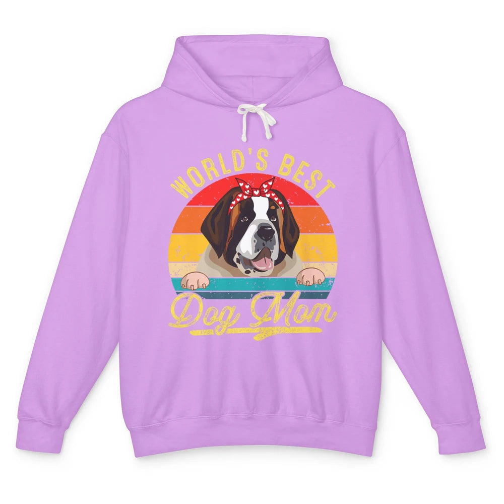 World Best Saint Bernard Dog Mom Funny Sunflower Mothers Day Unisex Lightweight Hoodie