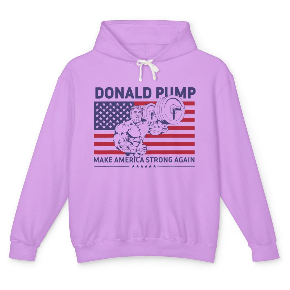 Funny Donald Pump Make America Strong Again Conservative Unisex Lightweight Hoodie