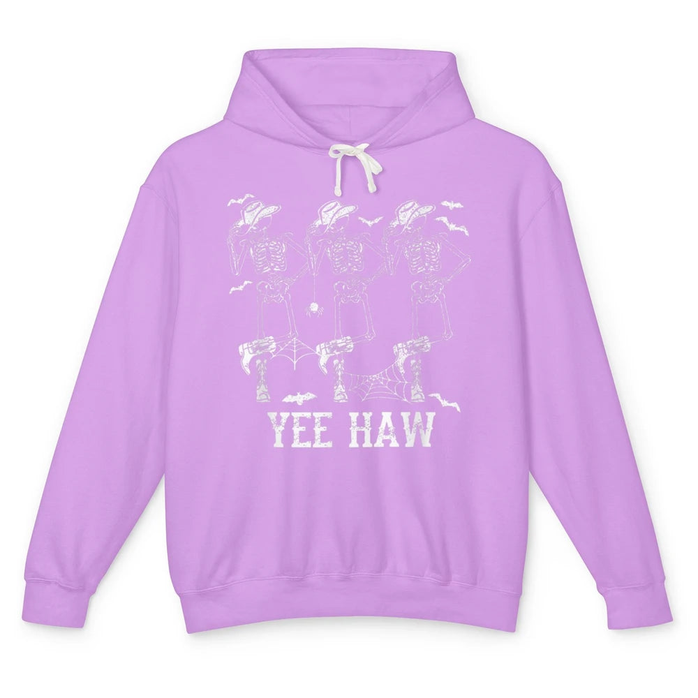 Yee Haw Skeleton Dancing Cowboy Boots Howdy Western Rodeo Unisex Lightweight Hoodie