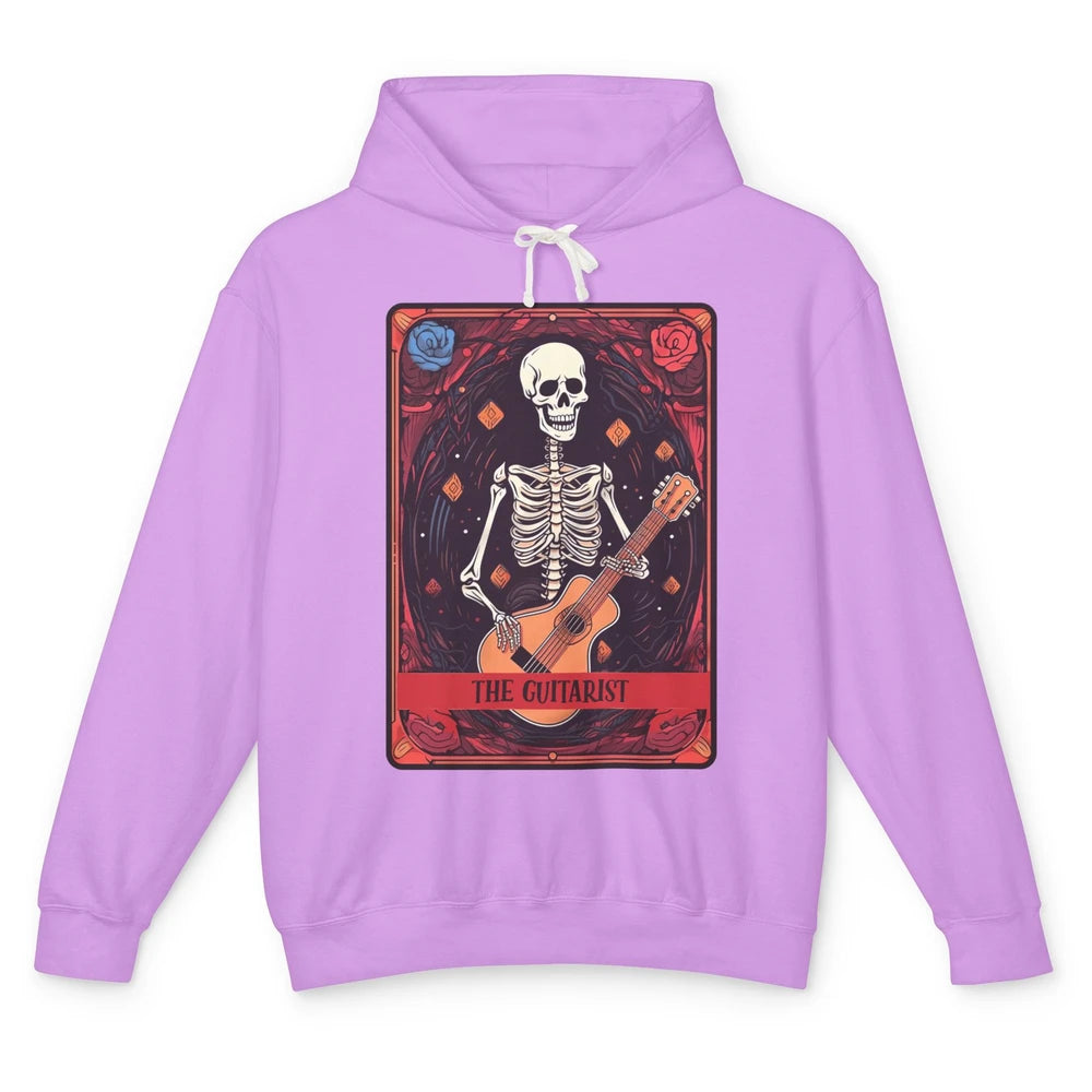 Retro Skeleton Musician The Guitarist Tarot Card Halloween Unisex Lightweight Hoodie