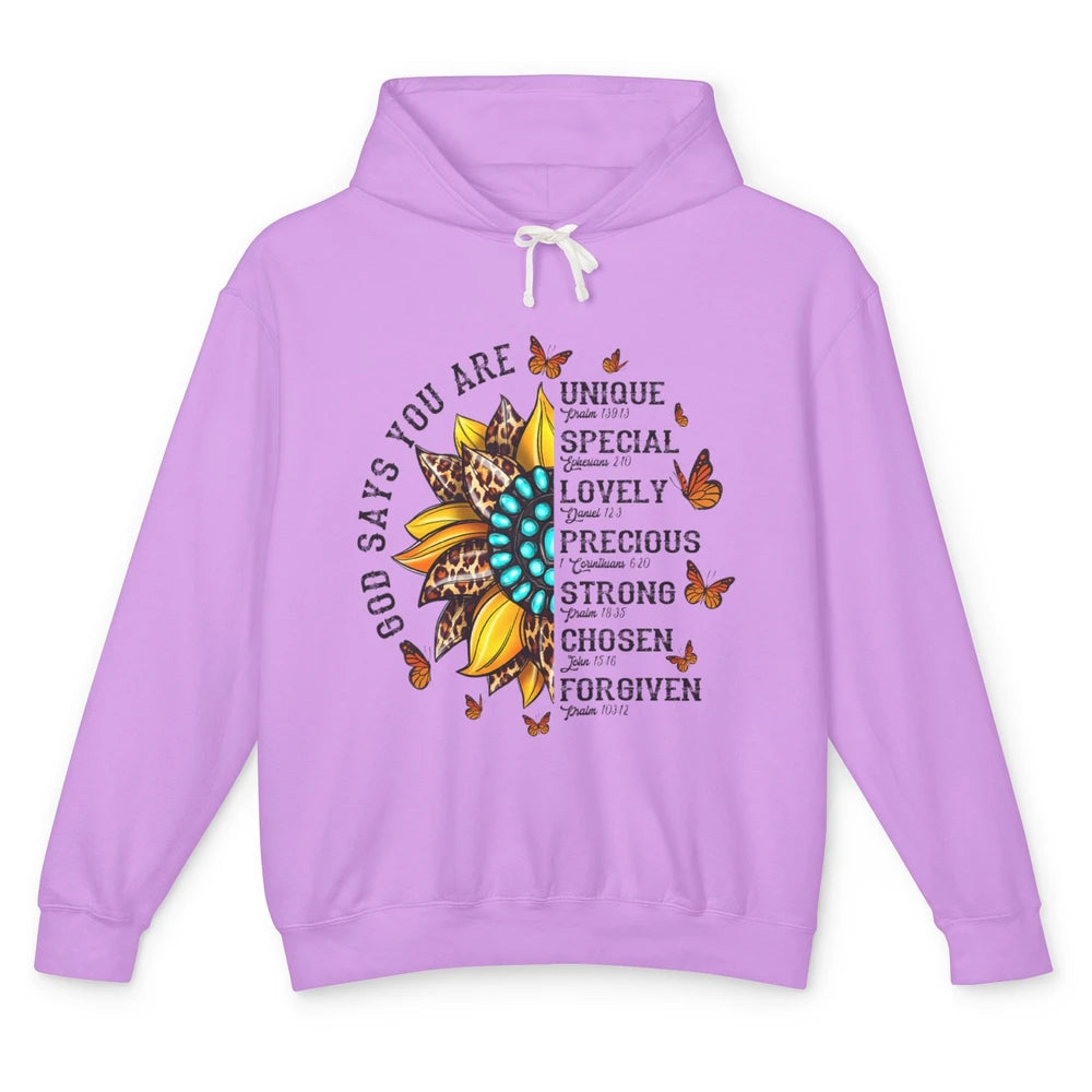 Sunflower Jesus Faith Christian God Bible Verse Religious Unisex Lightweight Hoodie