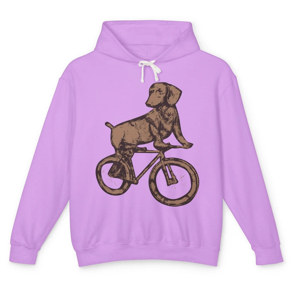 Dachshund On A Bike Funny Dachshund Bicycle Lovers Gift Unisex Lightweight Hoodie