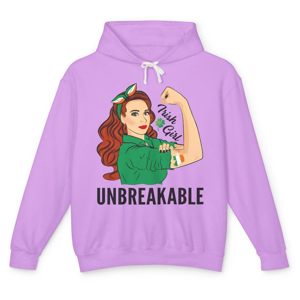 Irish Girl Unbreakable St Patricks Day I'm Irish Lucky Girl Unisex Lightweight Hoodie