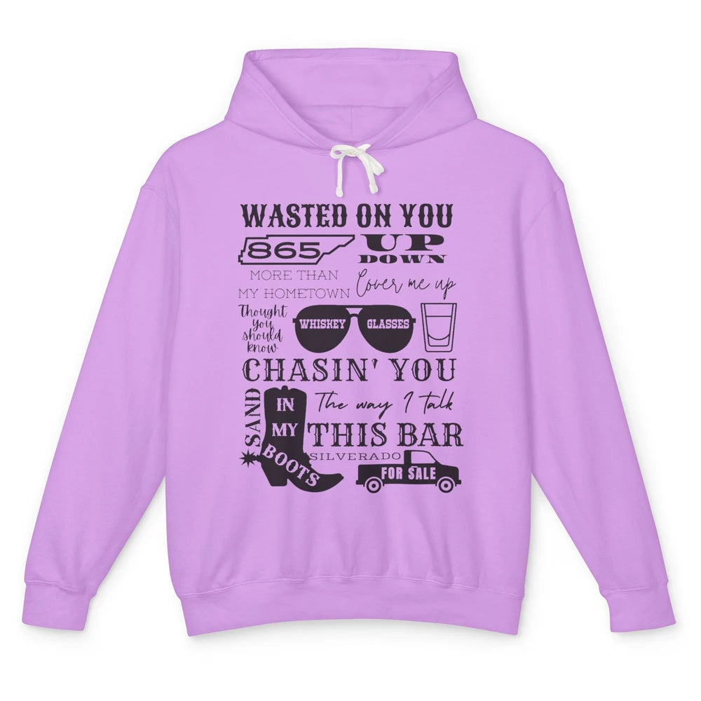 Retro Sands In My Boots Wasted On You Western Country Music Unisex Lightweight Hoodie