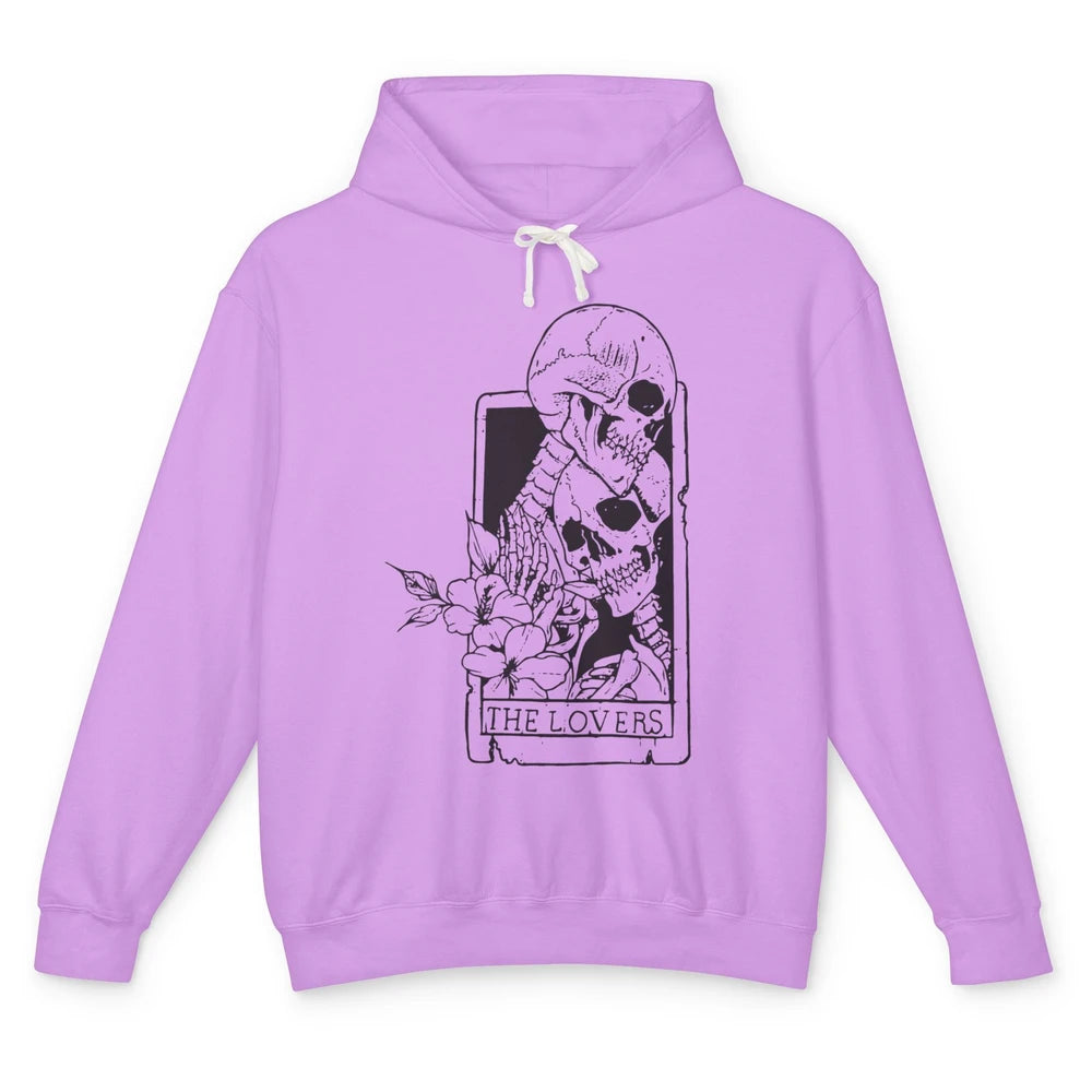 Funny Skeleton Couple The Lovers Tarot Card Valentines Day Unisex Lightweight Hoodie