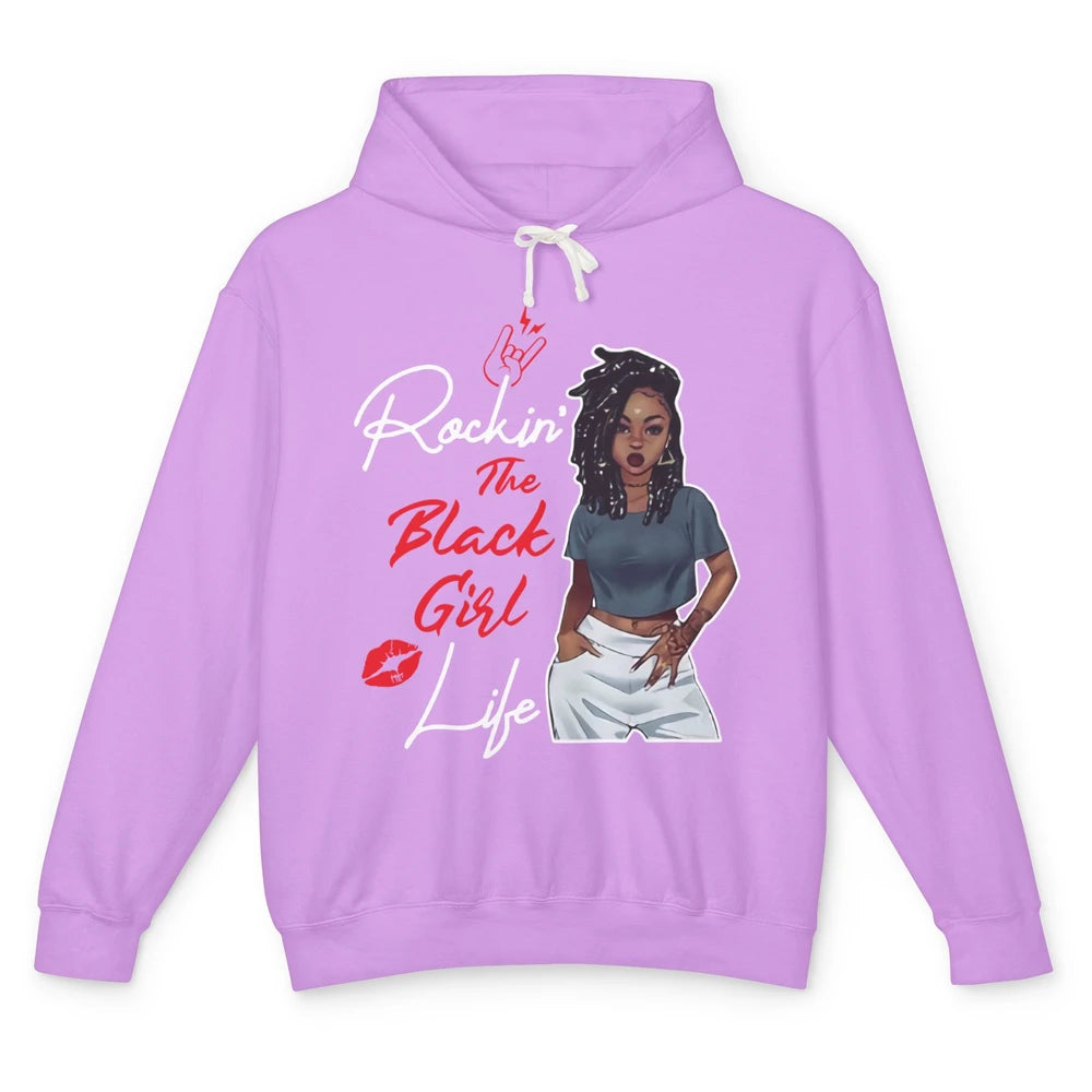 Rockin' The Black Girl Life Black Women Pride Afro Melanin Unisex Lightweight Hoodie