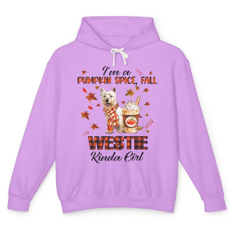 I'm A Pumpkin Spice Fall And Westie Kinda Girl Fall Leaves Unisex Lightweight Hoodie