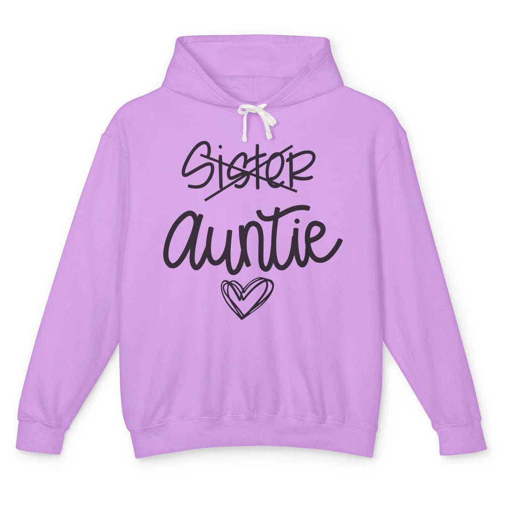 Funny Sister Promoted To Auntie Heart Sister Aunt Gift Unisex Lightweight Hoodie