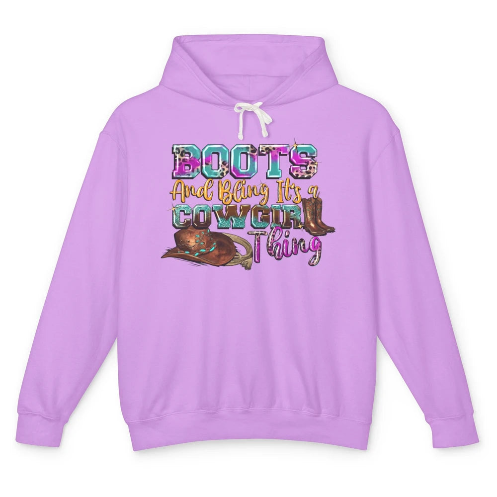 Leopard Boots And Bling It's A Cowgirl Thing Western Country Unisex Lightweight Hoodie