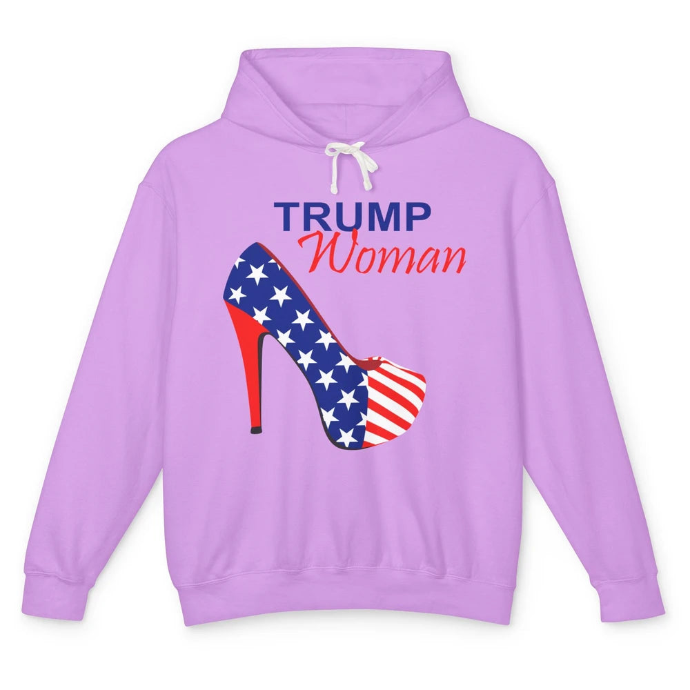 Trump Woman American Flag High Heel Republican Trump Support Unisex Lightweight Hoodie