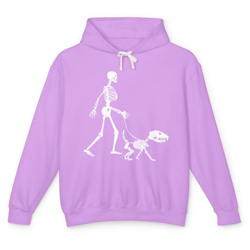 Funny Dog Lover Skeleton Halloween Spooky Death Skull Unisex Lightweight Hoodie