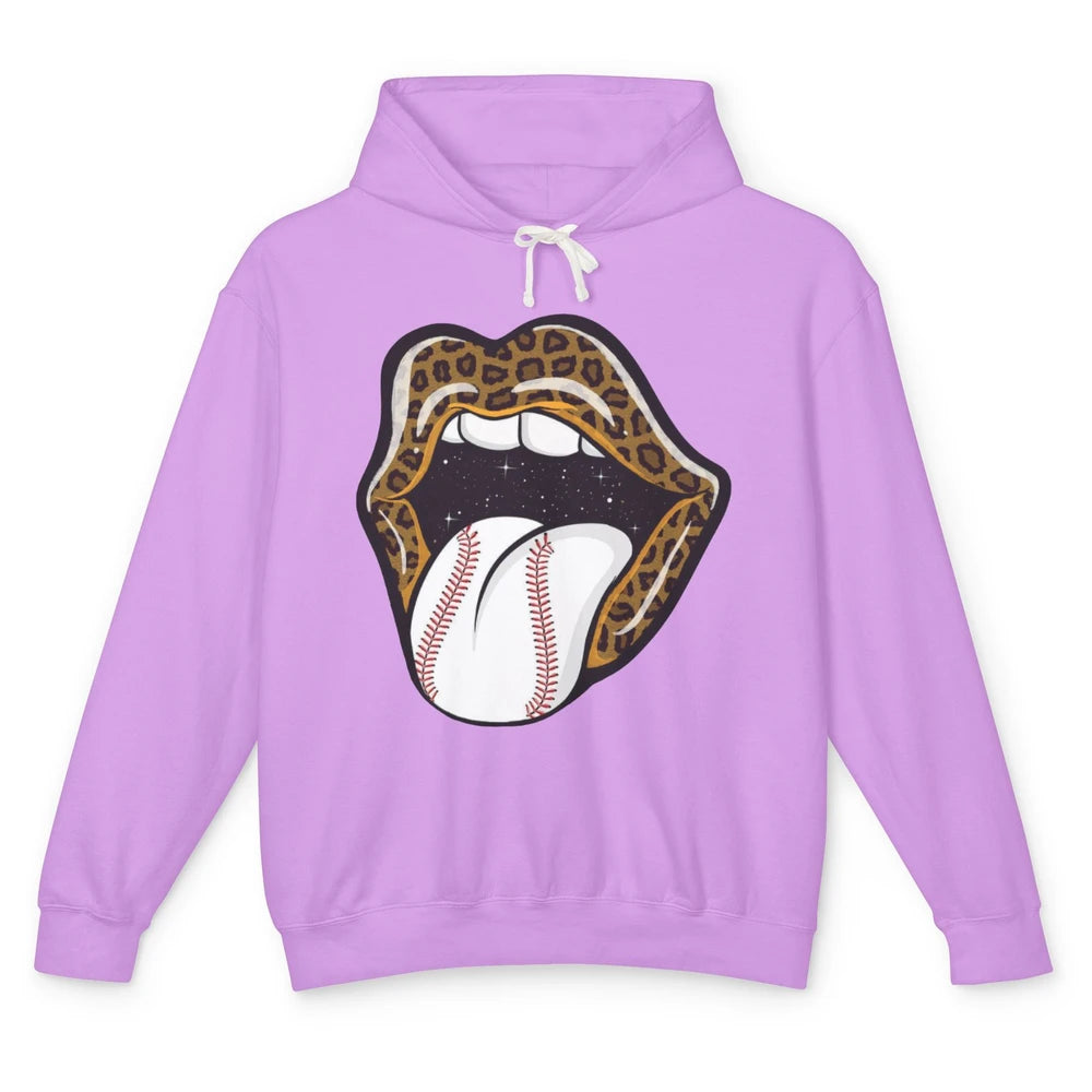 Baseball Lovers Leopard Lips Baseball Players Gift Unisex Lightweight Hoodie