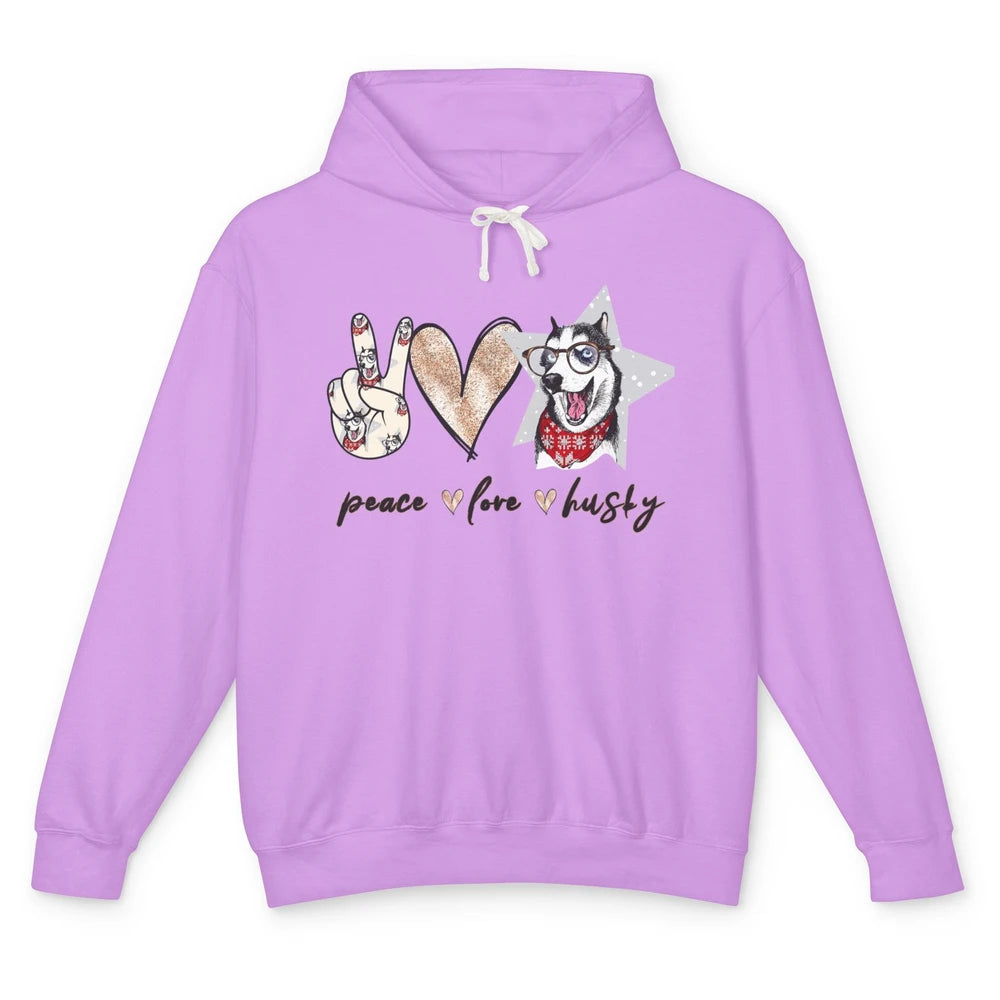 Peace Love Husky Funny Siberian Husky Mom Dog Lovers Gift Unisex Lightweight Hoodie