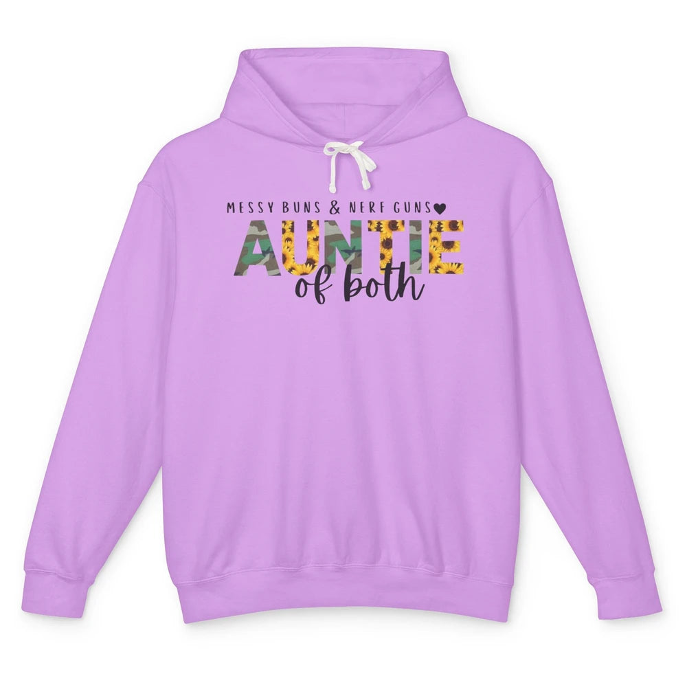 Messy Bun And Nerf Guns Auntie Of Both Aunt Sunflower Unisex Lightweight Hoodie