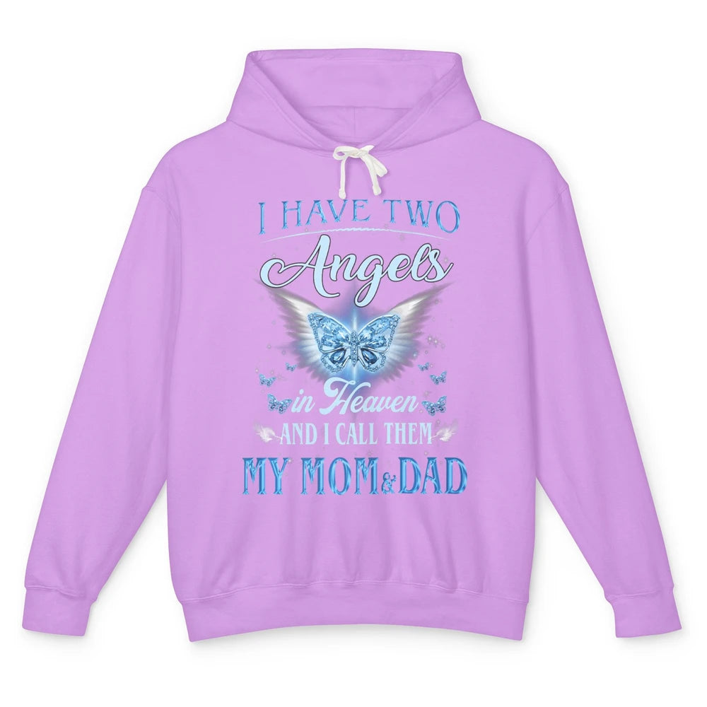 My Mom And Dad In Heaven Angel Wings Mother Memories Forever Unisex Lightweight Hoodie