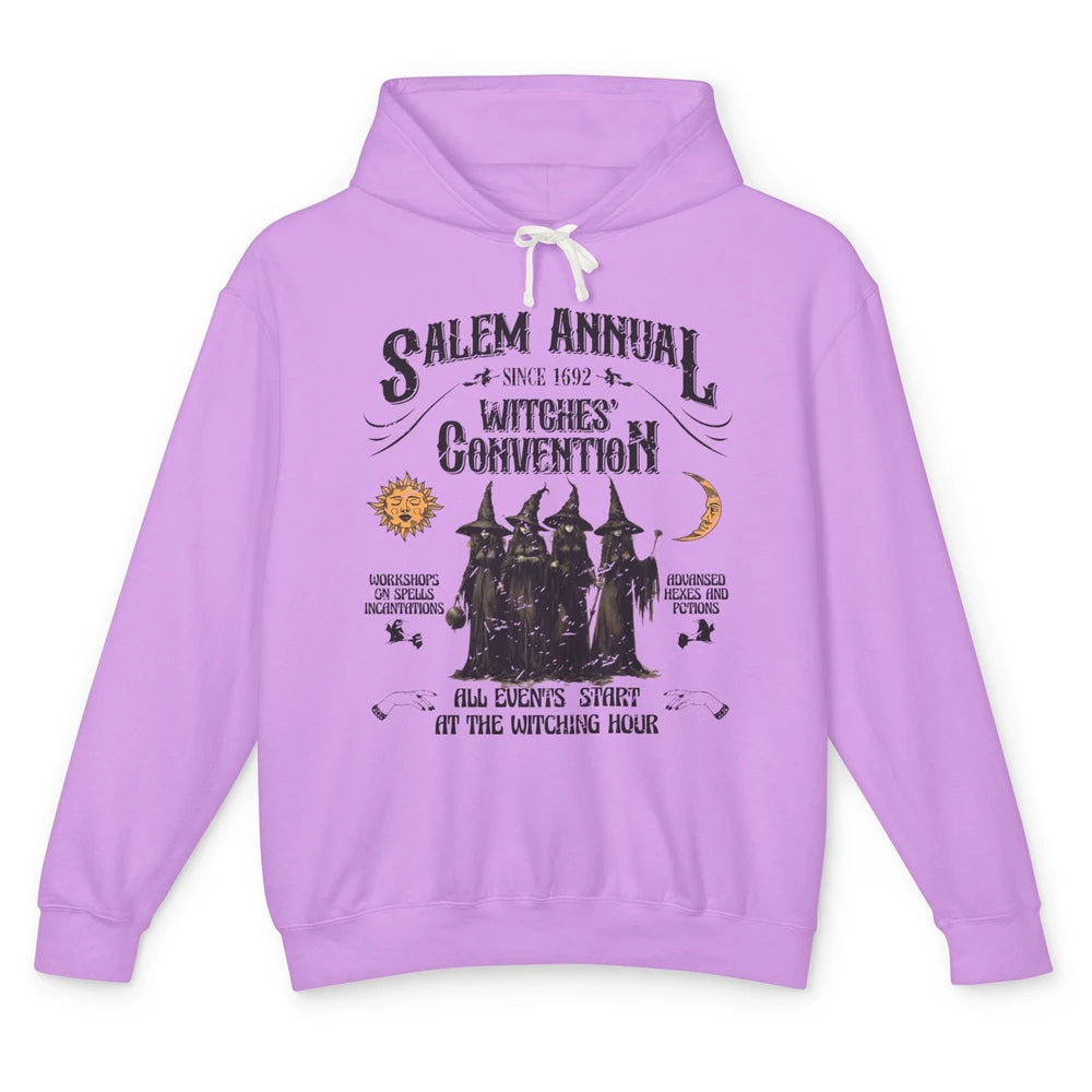 Retro Salem Annual Witches Convention Halloween Witch Magic Unisex Lightweight Hoodie