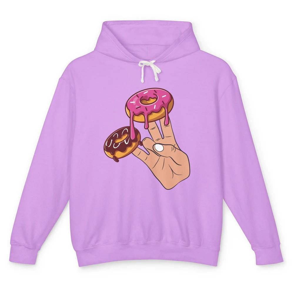 Funny Donut Two In Pink Shocker Men Women Sarcastic Doughnut Unisex Lightweight Hoodie